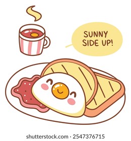 Sunny Side Up Egg, Toast Jam Vetor Design