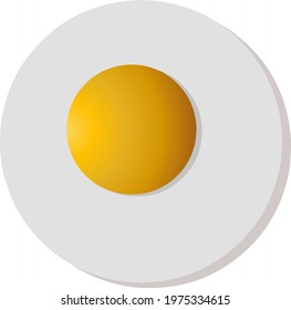 Sunny side egg , top view. Isolated.Cartoon vector illustration.