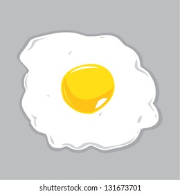 Sunny Side Up Egg Vector Illustration.  Isolated On Brown Background.