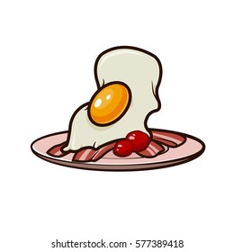 sunny side up eggs with bacon on a plate icon