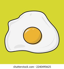 sunny side up eggs. Fried egg isolated on green background.  Fried egg flat icon.  Closed fried eggs.