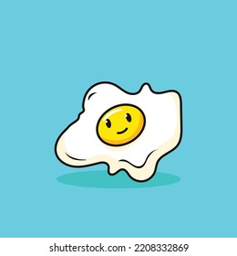 Sunny Side Up Eggs Mascot Cartoon Funny Smile Fun