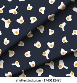Sunny side up eggs seamless pattern. Cartoon flat endless background for wallpaper, clothes, wrapping paper, fabric textile etc. 
