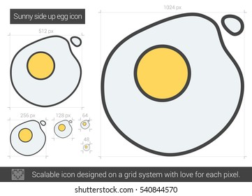 Sunny side up eggs vector line icon isolated on white background. Sunny side up eggs line icon for infographic, website or app. Scalable icon designed on a grid system.