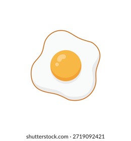 O lado ensolarado acima fritou o ovo com gema brilhante, ilustração vetor simples e limpa isolada no fundo branco. Perfeito para menus de café da manhã, projetos de alimentos, conceitos de cozinha, gráficos de cozinha e temas de alimentação saudável.