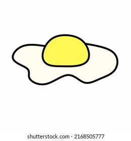 Sunny side up or fried egg line icon in colored linear style isolated on white background. Pictogram symbol and illustration for logo. Thin black line vector.