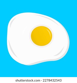 Sunny side up fried egg on blue background vector illustration