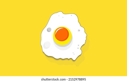 Sunny side up fried egg yellow background 