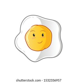 sunny side up shy mascot vector cartoon art illustration