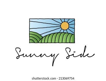 Sunny Side Sun Logo, Green Healthy concept