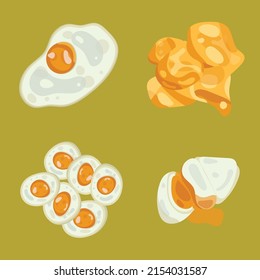 SUNNY SIDE UP, OMELETE AND BOILED EGG VECTOR SET