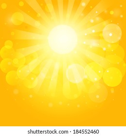 Sunny skies and bokeh. Vector background EPS10.