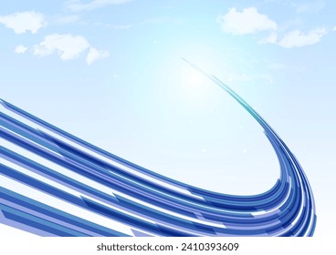 Sunny sky and digital network background