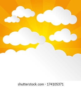 Sunny sky with fluffy white clouds