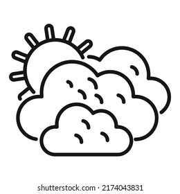 Vector de contorno de icono del cielo soleado. Llueve nublado. Sobrevaloración de día