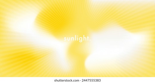 Sunny sky. Sunlight vector texture. Light spring aesthetic elegant white and yellow gradient background. Sunburst pattern backdrop. Sun, clouds and rays. Radial. Summer banner