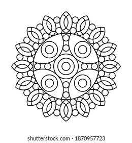 Sunny star circle vector mandala coloring book
