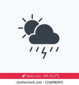 Sunny Storm Weather Icon / Vector