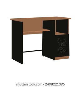 Sunny stylish work place in home office area with light wooden chair and table and city view from big window.