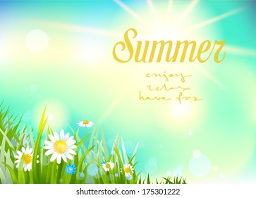 Sunny summer background. Vector seasonal illustration.