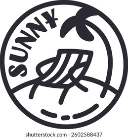Sunny Summer Badge Doodle Vector Illustration
