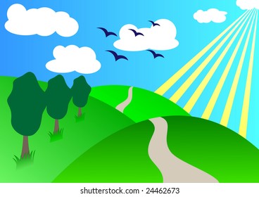 Stock Vektor Sunny Summer Day Clipart Bez Autorskych Poplatku 24462673