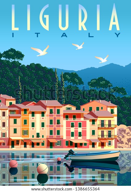 Sunny Summer Day Liguria Boat Fishing Stock Vector (Royalty Free ...