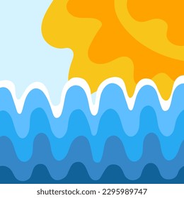 Sunny summer day at the sea. Modern seascape poster