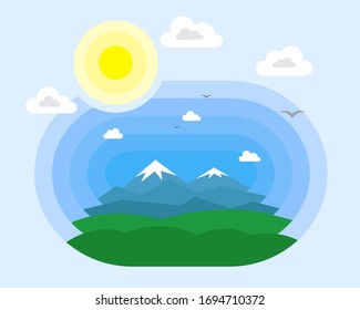 Suntuosas vistas de montaña paisaje plano ilustración vectorial