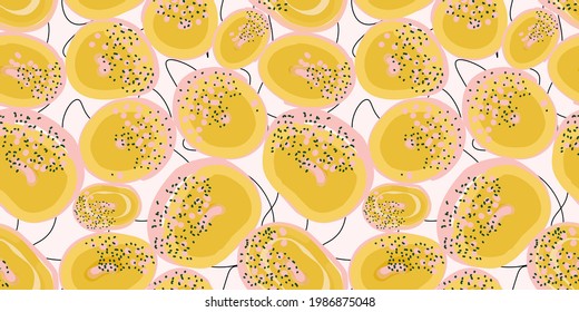 Patrón de verano soleado. Círculos amarillos brillantes. Resumen de un patrón impecable. Amarillo de moda 2021. Impresiones para tejidos y textiles. Diseño de ropa infantil