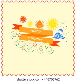 sunny summer ribbon banner
