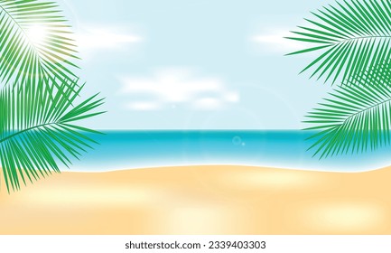 Sunny Summer Vacation Beach Background Realistic Vector Art