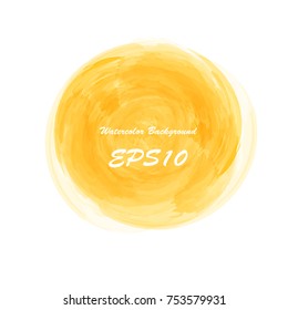 Sunny summer yellow. Watercolor abstract colored background for text banner. Watercolour isolated vector illustration backdrop. Wet hand drawing splash spot poster frame.