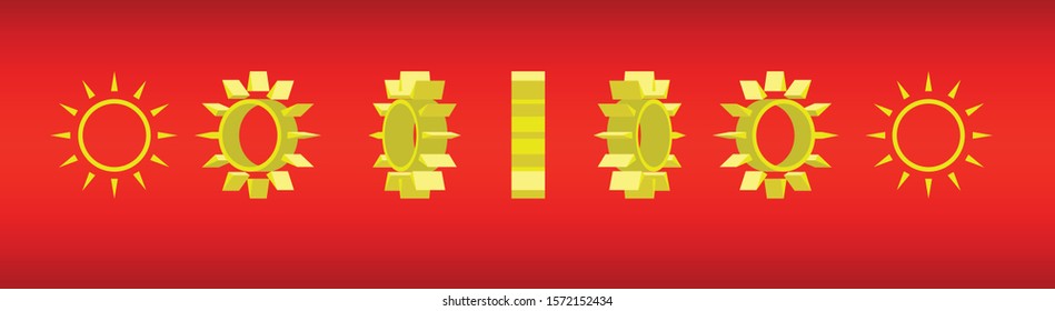 Sunny Symbol Spinning Icons Vector