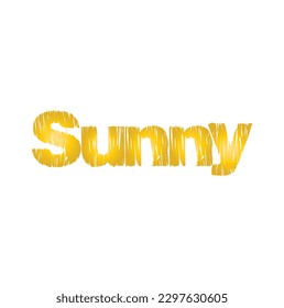 sunny text on yellow background.
