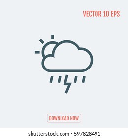 sunny thunderstorm cloud vector icon weather forecast