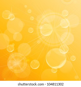 Sunny tones bubble background. Abstract art. Image contains transparency effect.