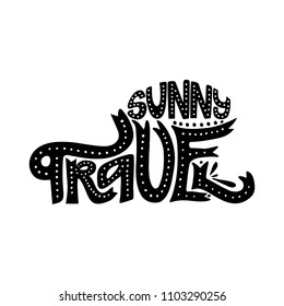 Sunny travel. Summer isolated vector, calligraphic phrase. Hand brush calligraphy, lettering. Modern design for logo, banners emblems, prints, photo overlays, t-shirts, posters, greeting card.