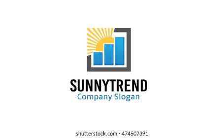 Sunny Trend Graph Square Logo Vector Symbol Icon Design Illustration