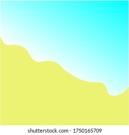 playa tropical soleada. ilustración vectorial plana.paisaje de playa simple abstracto, colores azules y amarillos