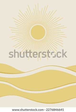 Sunny valley landscape background illustration poster. Nature, ecology, organic, environment banners