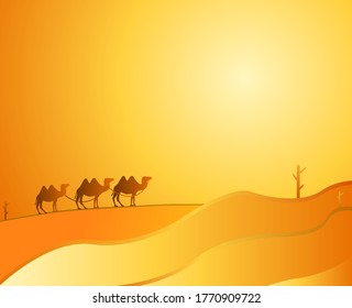 Sunny Vector Desert Illustration & Background
