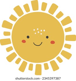 Sunny vector illustration, Weather vector, kids illustration, Weather clipart, baby element, kawaii vector