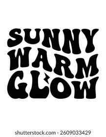 Sunny Warm Glow Groovy, Bundle, hippie, aesthetic, inspirational, motivational, trendy, retro files wavy text