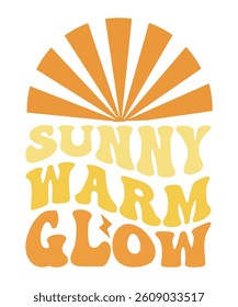 Sunny Warm Glow Groovy, Bundle, hippie, aesthetic, inspirational, motivational, trendy, retro files wavy text