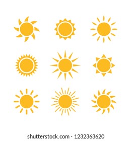 Sunny weather abstract flat design vector illustration icon set