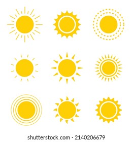 Sunny weather abstract flat design vector illustration icon set