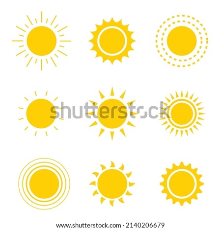 Sunny weather abstract flat design vector illustration icon set