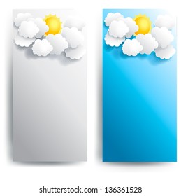 Sunny weather banner in various background, create by vector