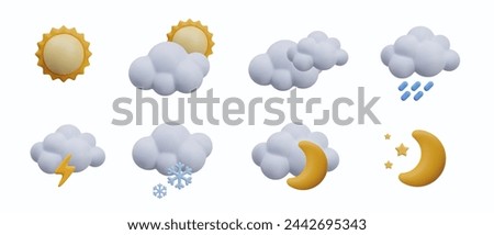 Sunny weather, cloudy, rain, thunderstorm, snow, clear night